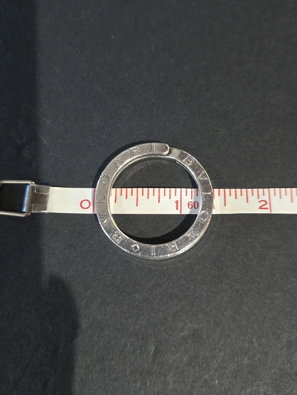 Bvlgari Key Ring Round Sterling Silver 925 w/Logo Solid Pattern